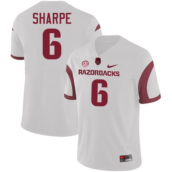 #6 Raylen Sharpe Arkansas Jersey,Arkansas Razorbacks College Football Jerseys Stitched-Retro White  #6 Raylen Sharpe Arkansas Jersey,Arkansas Razorbacks College Football Jerseys Stitched-Retro White